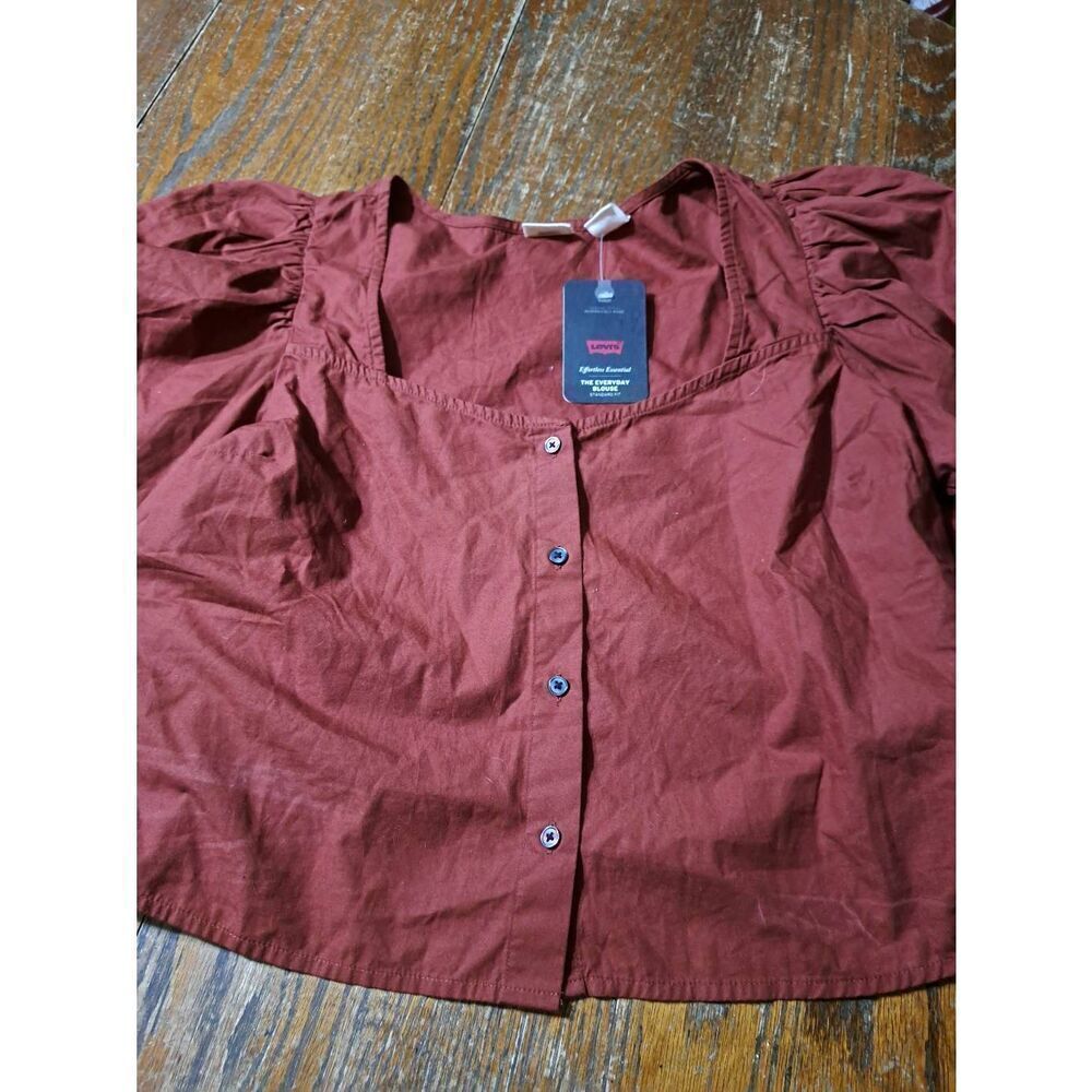 New XL Levis Brown Effortless Effortless Essential Standard Fit Everyday Blouse